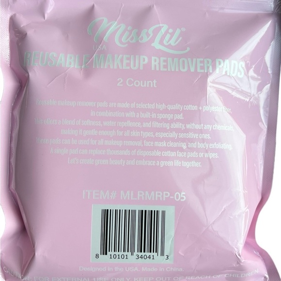 New Miss Lil Re-Useable Makeup Remover Pads Pink/ Black - Picture 2 of 2
